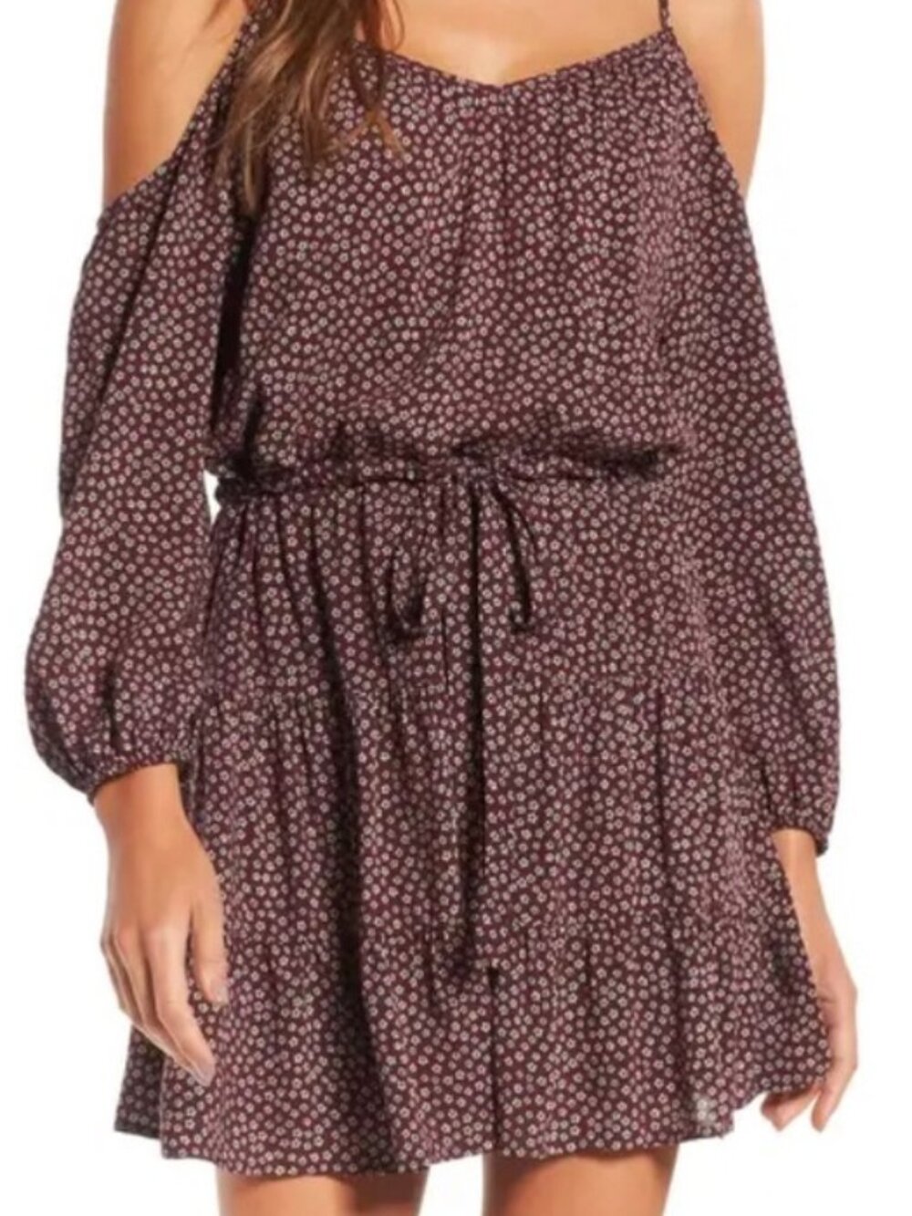 Paige Carmine Cold Shoulder Dress in Wine Size Small